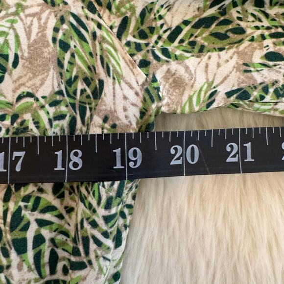 CAbi Tropical Leaf Print 3/4 Sleeve Faux Wrap Dress Small Style 280 - Picture 9 of 12